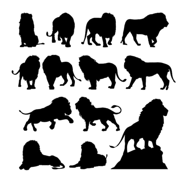 Une silhouette noire d'un lion et d'un lion