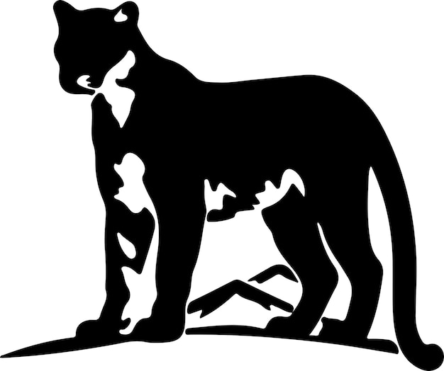 Vecteur silhouette noire de lion de montagne avec un fond transparent