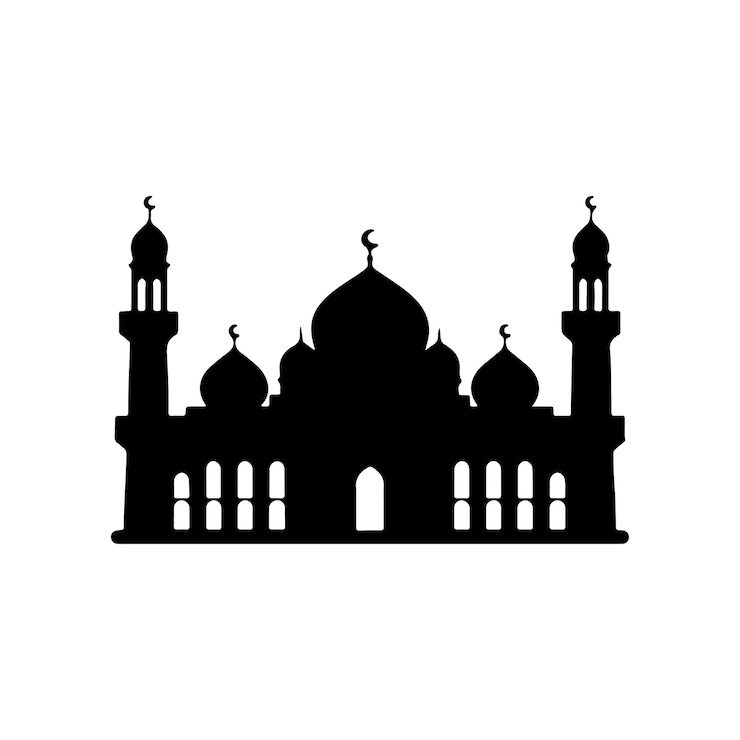 Vecteur la silhouette noire d'une mosquée