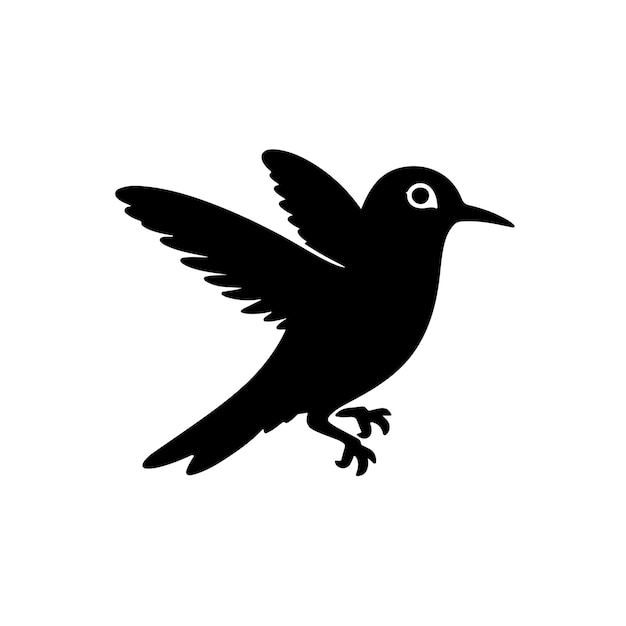 Silhouette noire d'un oiseau vue latérale isolée
