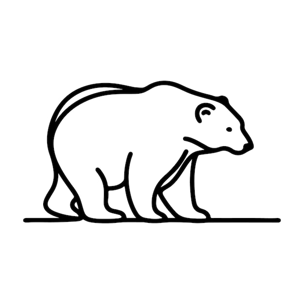 une silhouette noire de l'ours polaire à l'arrière-plan blanc