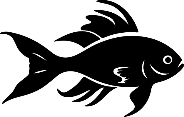 Vecteur silhouette noire de poisson osseux avec un fond transparent