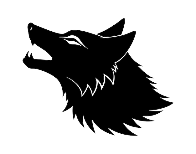 La silhouette noire de la tête du loup hurlant