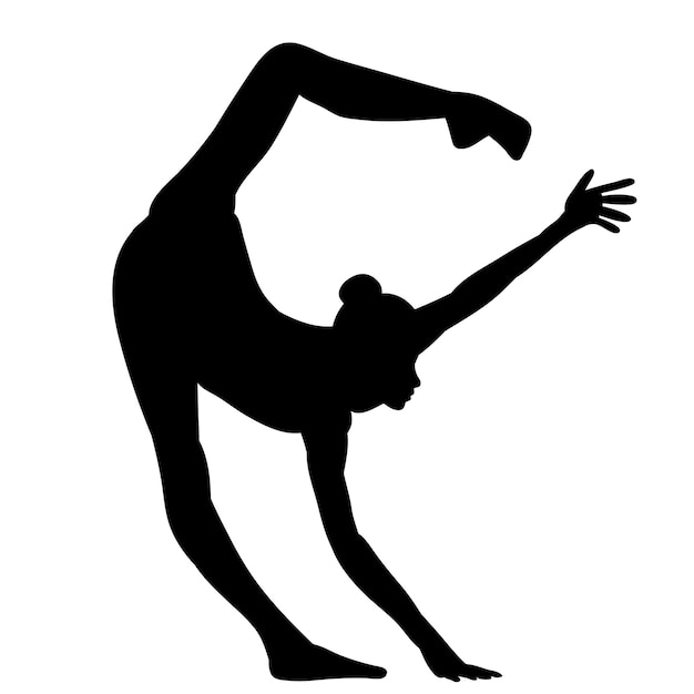 Silhouette noire d'un yoga de gymnaste de fille