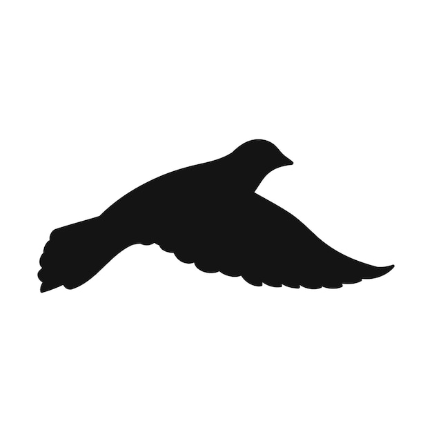 Silhouette d'un oiseau avec vue latérale des ailes abaissées. Illustration vectorielle.