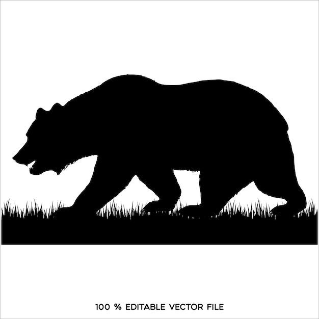 Vecteur silhouette d'ours illustration vectorielle isolée sur fond blanc pour l'impression et l'affiche typographie d