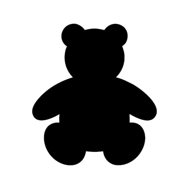 Vecteur silhouette d'un ours en peluche, un personnage de dessin animé pour enfants.