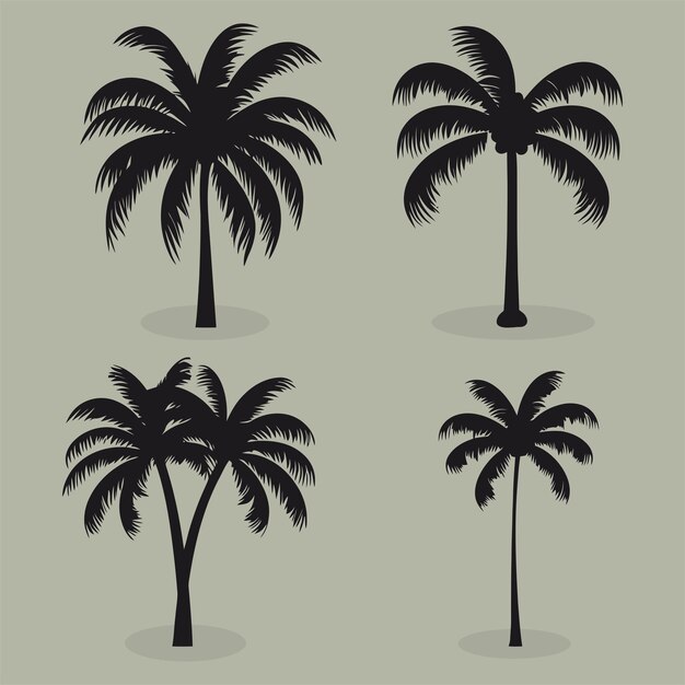 La silhouette d'un palmier est constituée d'une illustration vectorielle plate.