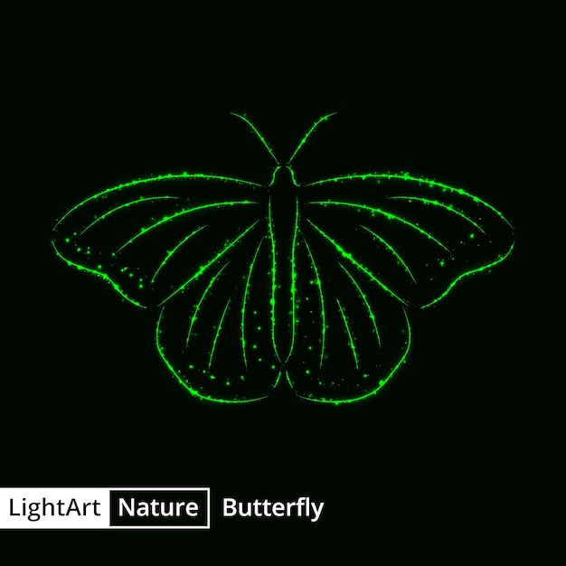 Vecteur silhouette de papillon de lumières sur fond noir