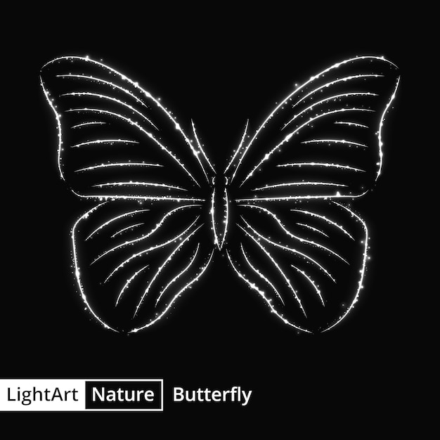 Silhouette De Papillon De Lumières Grises Sur Fond Noir