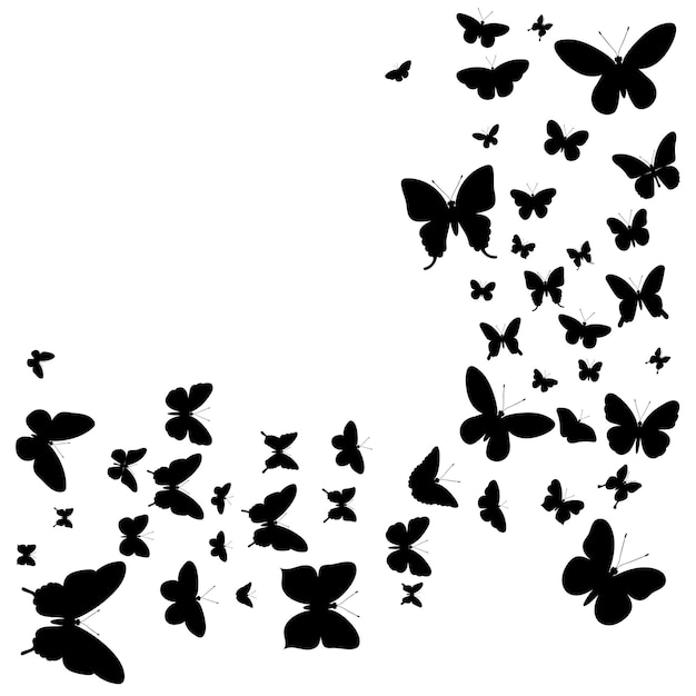 Silhouette De Papillons Sur Le Vecteur De Fond Blanc