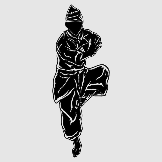 Vecteur silhouette pencak silat