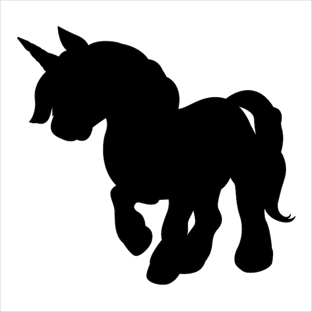 Vecteur silhouette de personnage de dessin animé mignon licorne