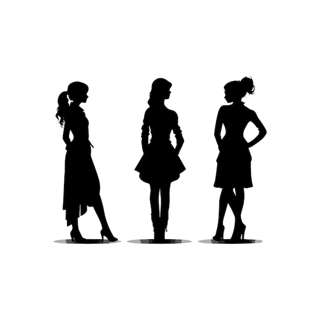 Silhouette de personnages féminins sur fond blanc