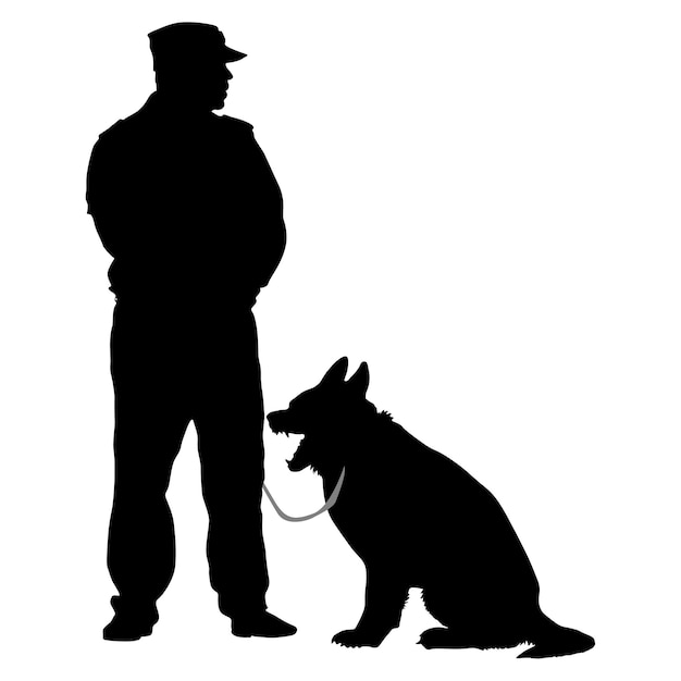 Vecteur silhouette de personnes et chien illustration vectorielle