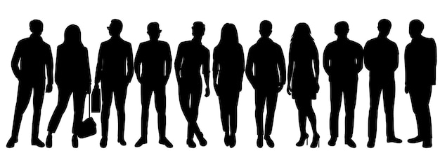 Silhouette de personnes debout sur fond blanc vecteur isolé