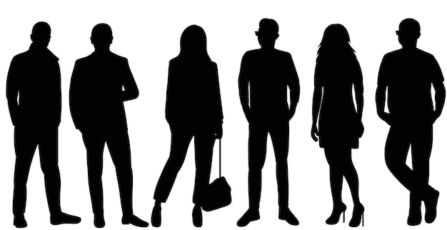 Silhouette de personnes sur fond blanc isolé
