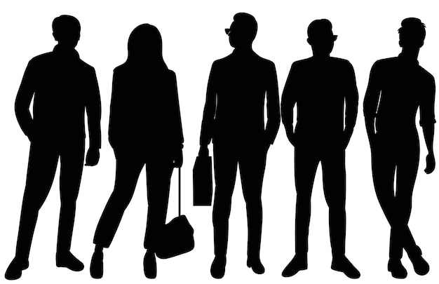 Silhouette de personnes sur fond blanc vecteur isolé