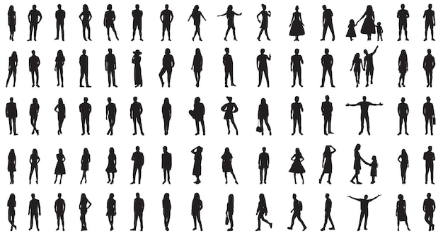 silhouette de personnes sur fond blanc vecteur