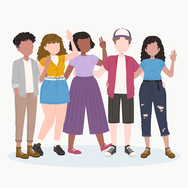 Silhouette de personnes internationales dessinée à la main