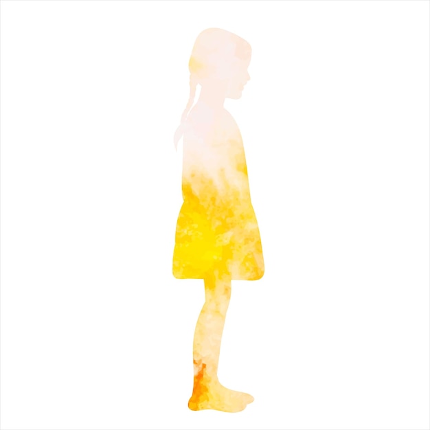 Silhouette d'une petite fille sur un fond blanc