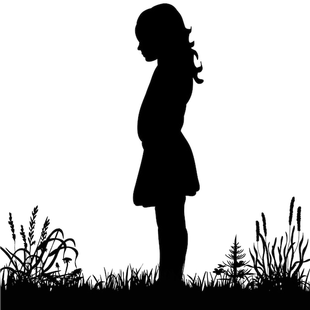 Vecteur silhouette petite fille