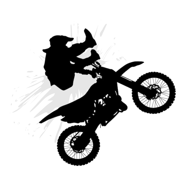 Vecteur silhouette d'un pilote de motocross en action freestyle illustration vectorielle