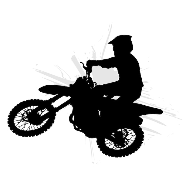 Vecteur silhouette d'un pilote de motocross faisant des tours dans l'air illustration de silhouette vectorielle