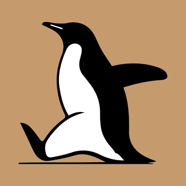 Silhouette de pingouin sur un fond brun Illustration vectorielle en style plat