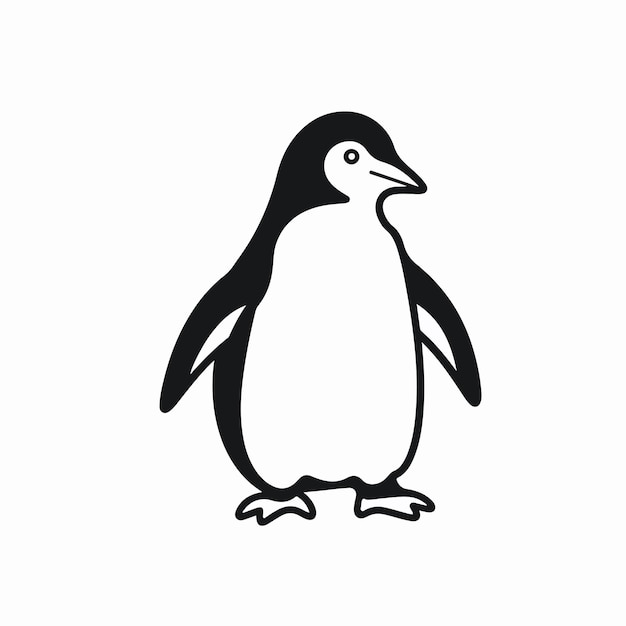 Vecteur une silhouette de pingouin noir et blanc est sur fond blanc