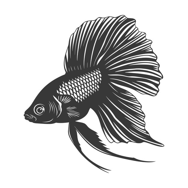 Vecteur silhouette poisson doré mignon corps entier couleur noire seulement