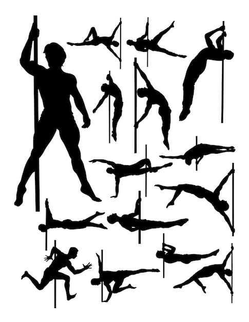 Vecteur silhouette de pole dance masculine