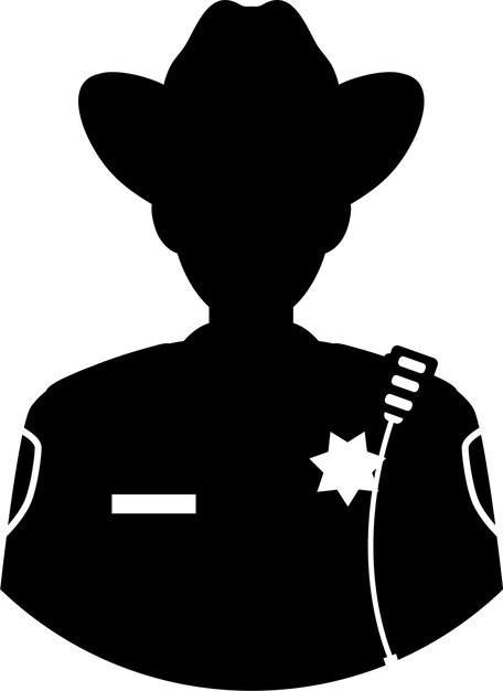 Vecteur silhouette d'un policier américain, un shérif en uniforme traditionnel, une icône de personnage avatar