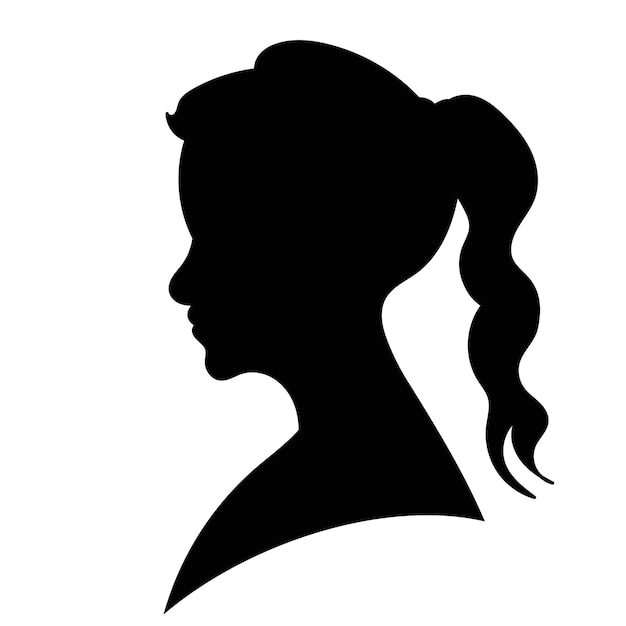 Silhouette portrait femme fille vecteur