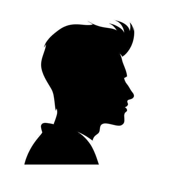 Vecteur silhouette de profil masculin jeune avec une coiffure moderne