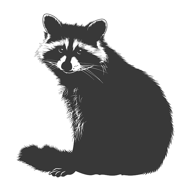 Vecteur silhouette raccoon couleur noire animale seulement corps entier