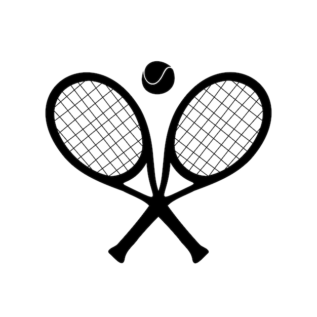 Vecteur silhouette de raquette croisée de tennis dessiné à la main de vecteur