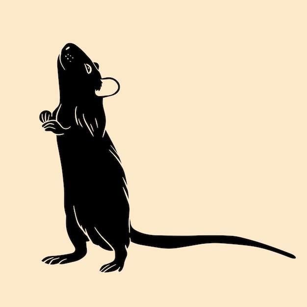 Silhouette D'un Rat Sur Un Fond Clair Illustration Vectorielle élément De Conception Pour Les Impressions D'affiches