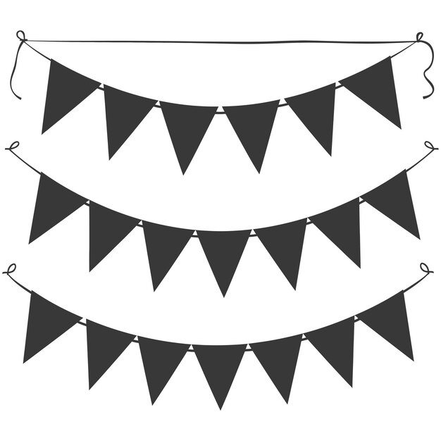 Silhouette Retro Drapeau De Fête Couleur Noire