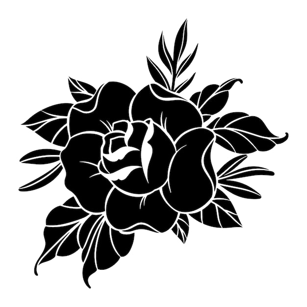 Silhouette rose dessinée à la main