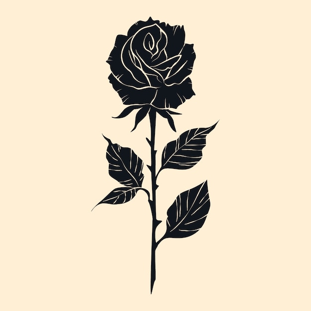 Silhouette rose dessinée à la main