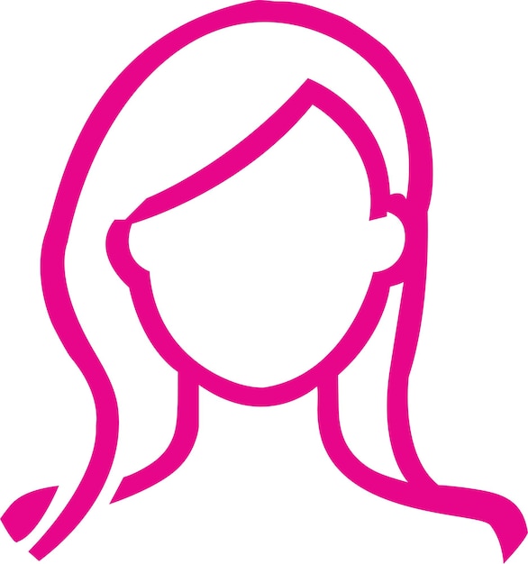 Une silhouette rose d'une femme aux cheveux longs et aux cheveux longs