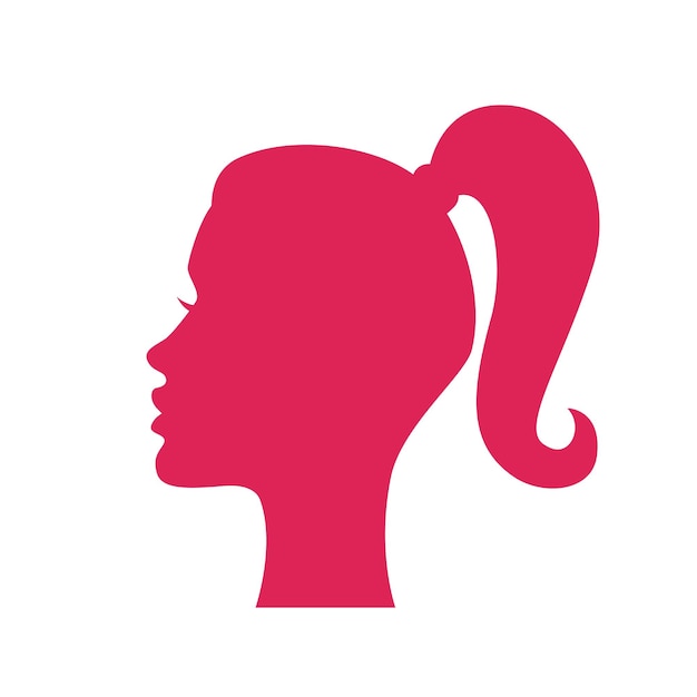 Silhouette Rose Vecteur D'une Tête De Femme Isolée Sur Fond Blanc