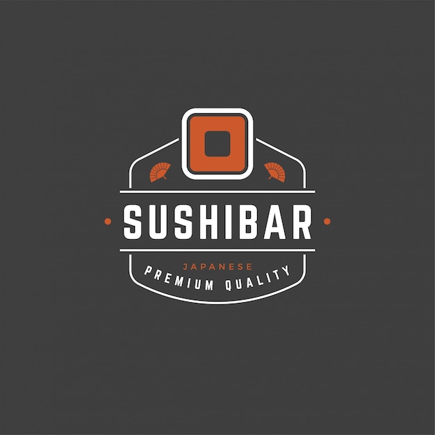 Silhouette De Rouleau De Saumon Logo Magasin De Sushi Silhouette Avec Illustration Vectorielle De Typographie Rétro