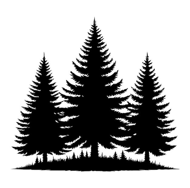 Vecteur silhouette des sapins de la forêt de pins