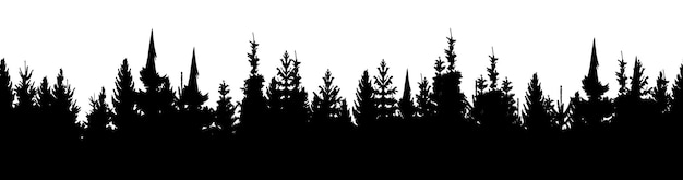 Silhouette de sapins Illustration vectorielle noir et blanc