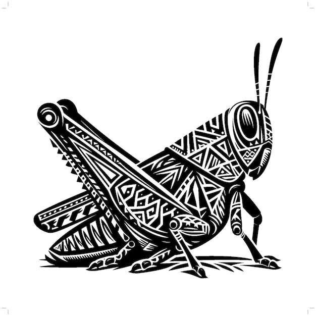 Vecteur silhouette de sauterelle dans une illustration tribale de la polynésie ethnique animale