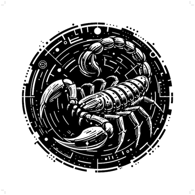 Vecteur silhouette de scorpion dans une illustration futuriste moderne de cyberpunk animal