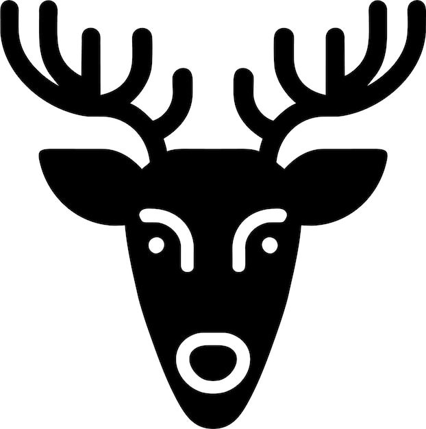 Silhouette D'une Simple Icône De Tête De Cerf En Illustration Vectorielle De Style Plat