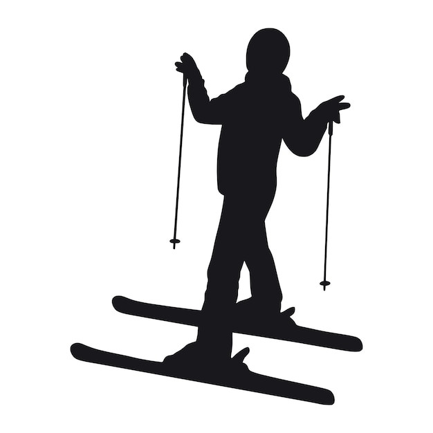 Silhouette De Skieur Abstraite Femme Ombre Noire Dans Des Skis D'équipement De Sport Avec Des Pastels Et Un Casque D'hiver